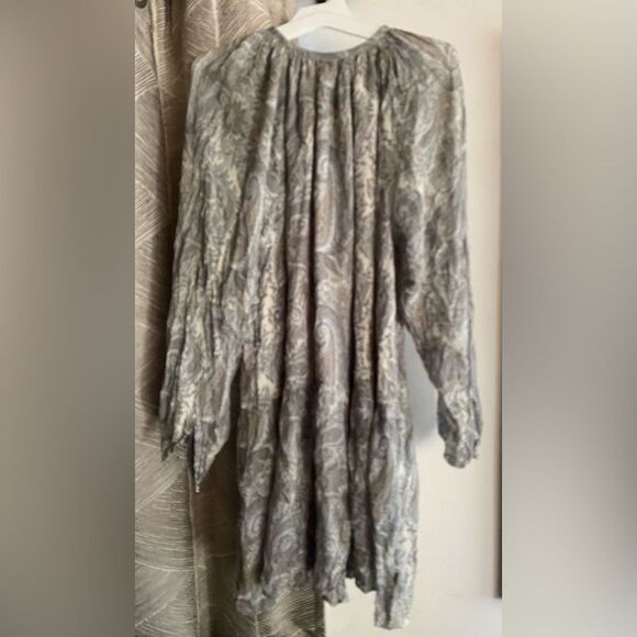 Diesel Black Gold Min Dress Gray Relaxed Paisley Peasant Bohemian Made Italy 38 - Picture 2 of 10